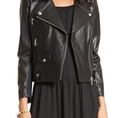 REBECCA MINKOFF | Wes Moto Leather & Neoprene Jacket