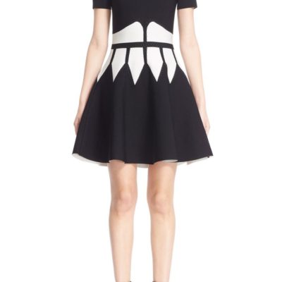ALEXANDER MCQUEEN | Intarsia Knit Fit & Flare Dress