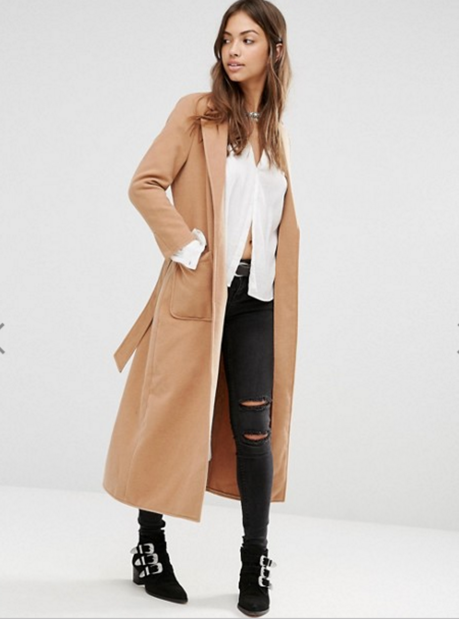 ASOS/ Boohoo Longline Belted Tailor Coat 