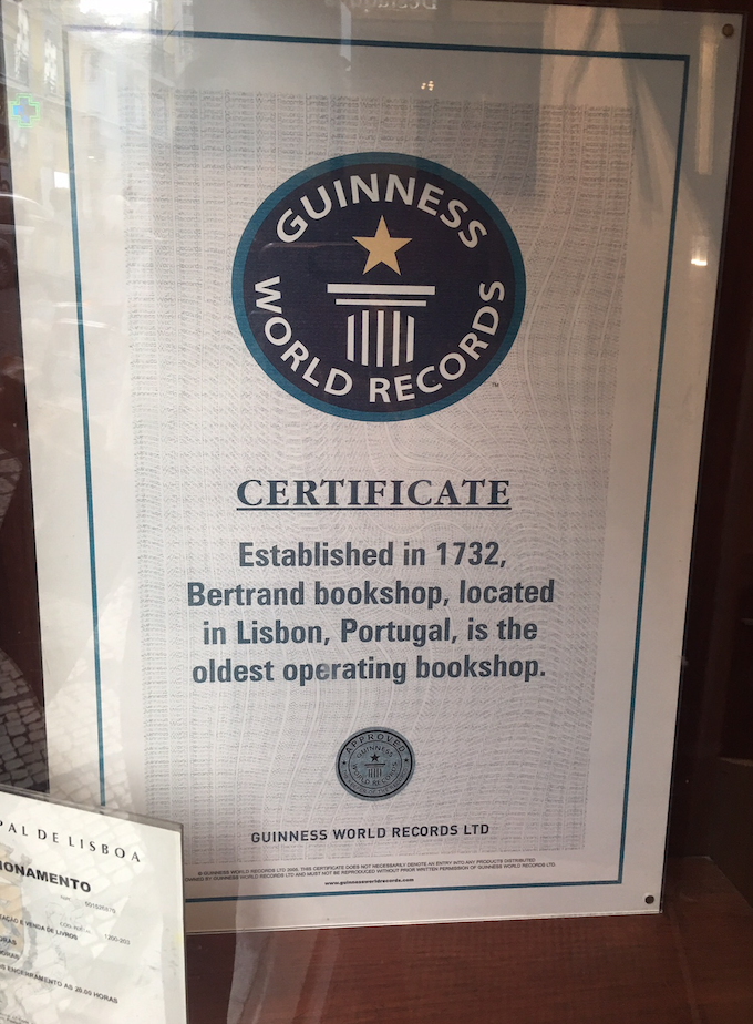 Guinness World Records Certificate | Lisbon bookstore